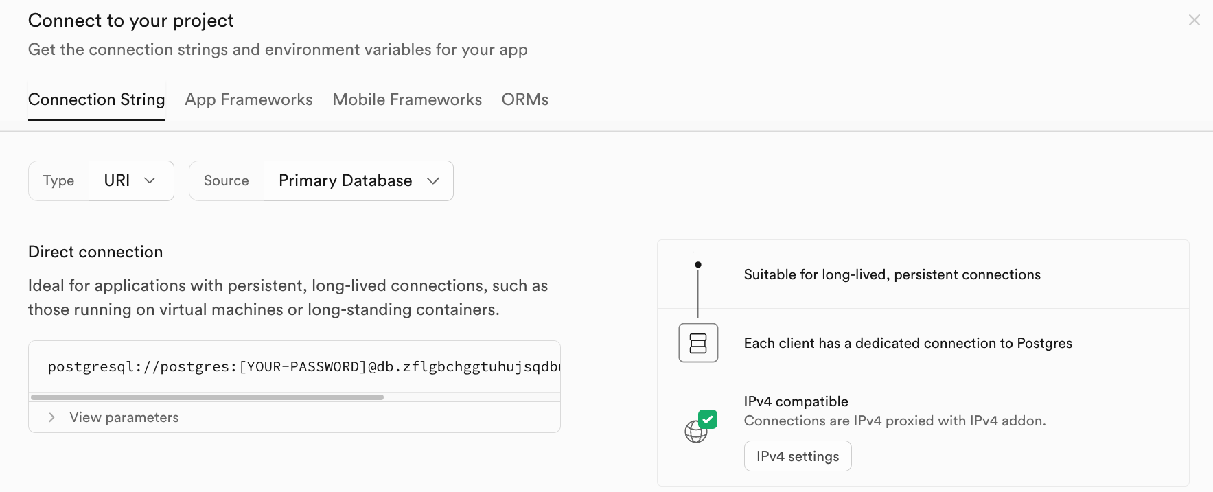 Supabase Direct Connection String